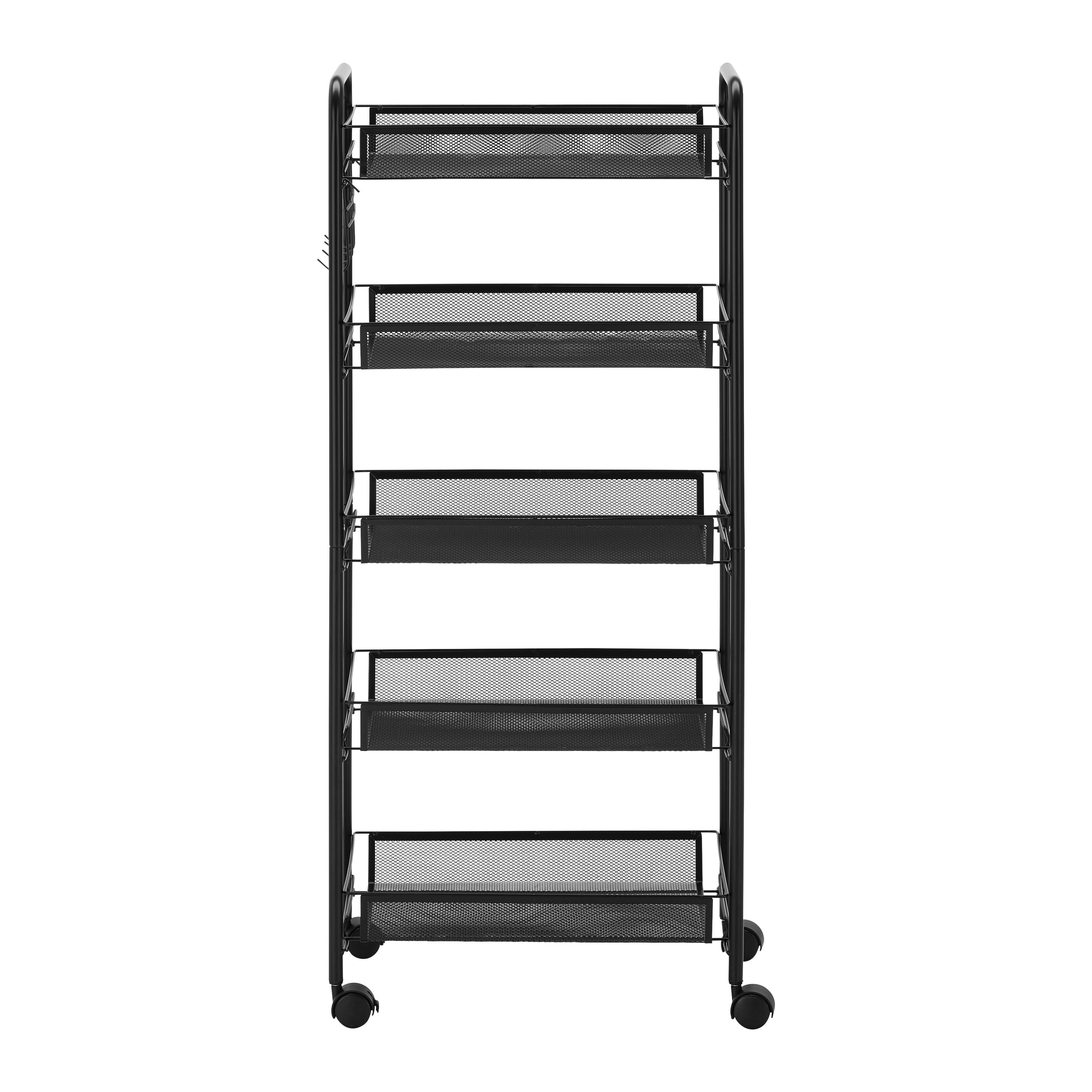 Rollwagen "Sandro", schwarz - Schwarz, MODERN, Kunststoff/Metall (45/105/26cm) - Bessagi Home