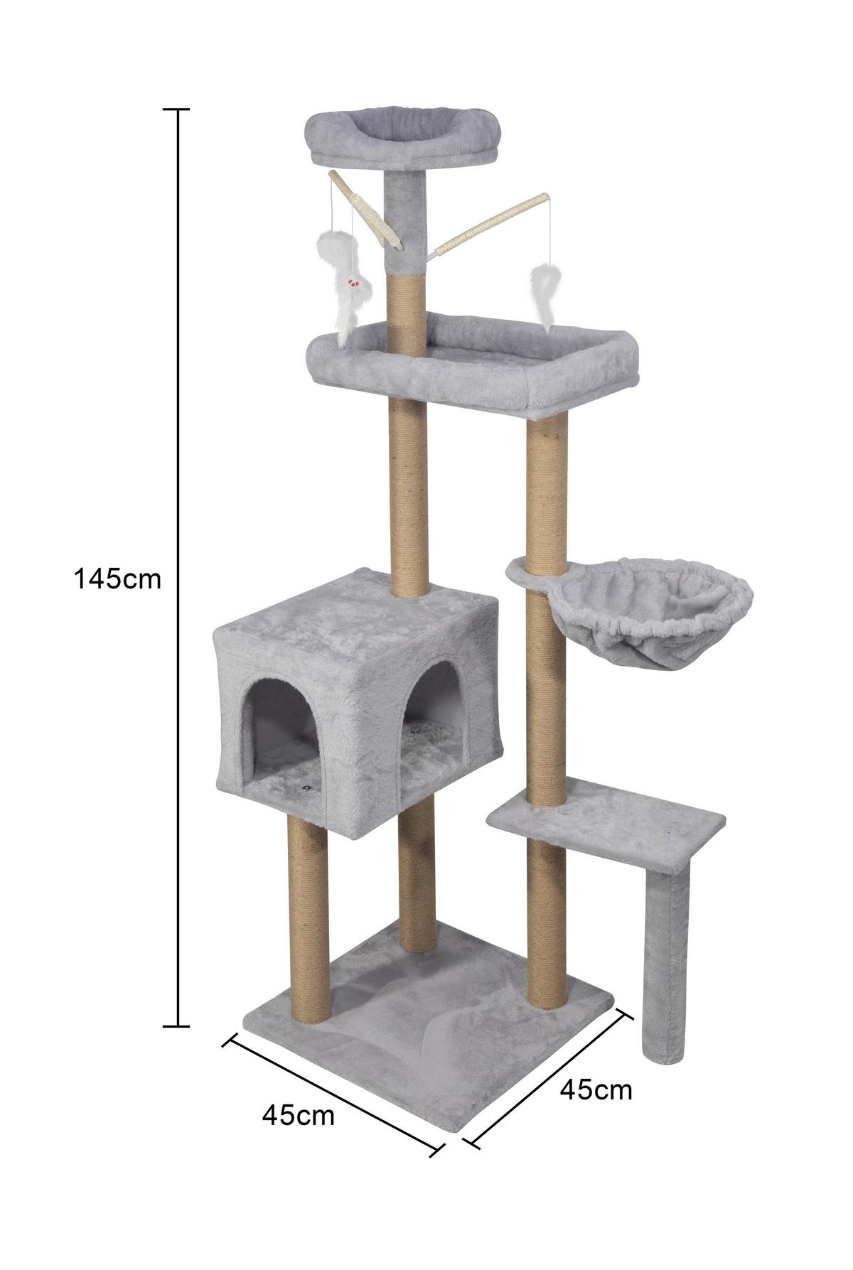 Kratzbaum Felix Grau - Grau, KONVENTIONELL, Karton/Holzwerkstoff (45/45/145cm) - Mömax