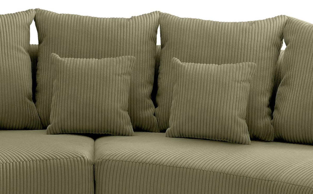 Wohnlandschaft Limoncello m. Hocker ca. 300x160cm Olivgrün - Schwarz/Olivgrün, Design, Kunststoff/Textil (300/160cm) - Livetastic