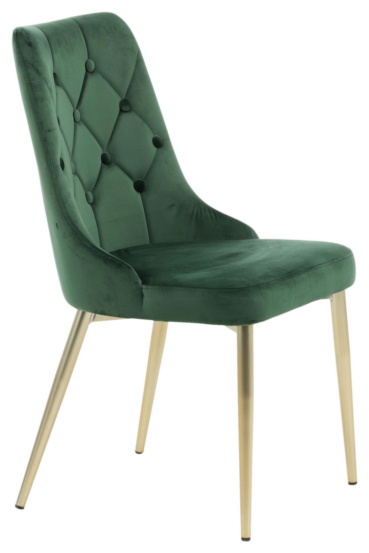 STUHL-SET VELVET DELUXE - Goldfarben/Grün, Design, Kunststoff/Textil (50/88.5/66cm) - Livetastic