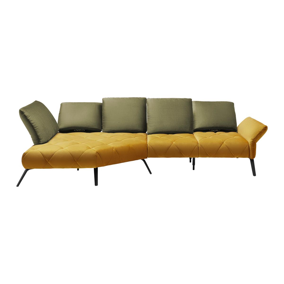 Wohnlandschaft Rhombus Goldfarben/Olivgrün - Goldfarben/Schwarz, Lifestyle, Holzwerkstoff/Textil (313/94/157cm) - Premium Living