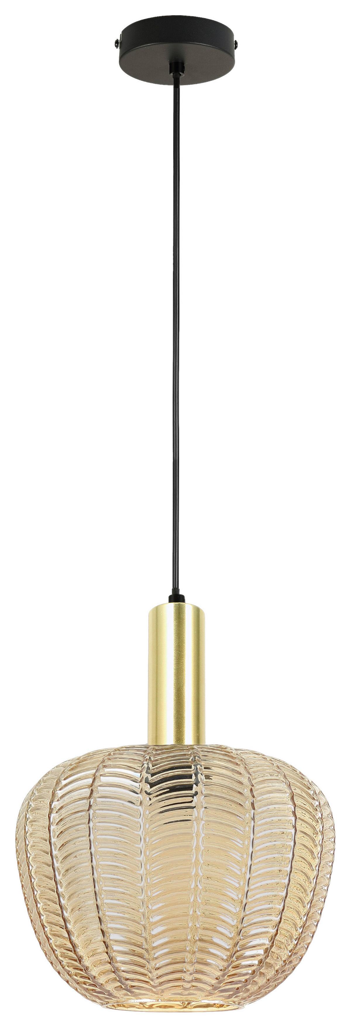 Függőlámpa Emo - fekete/borostyánszínű, Modern, Üveg/fém (23/120cm) - Mömax
