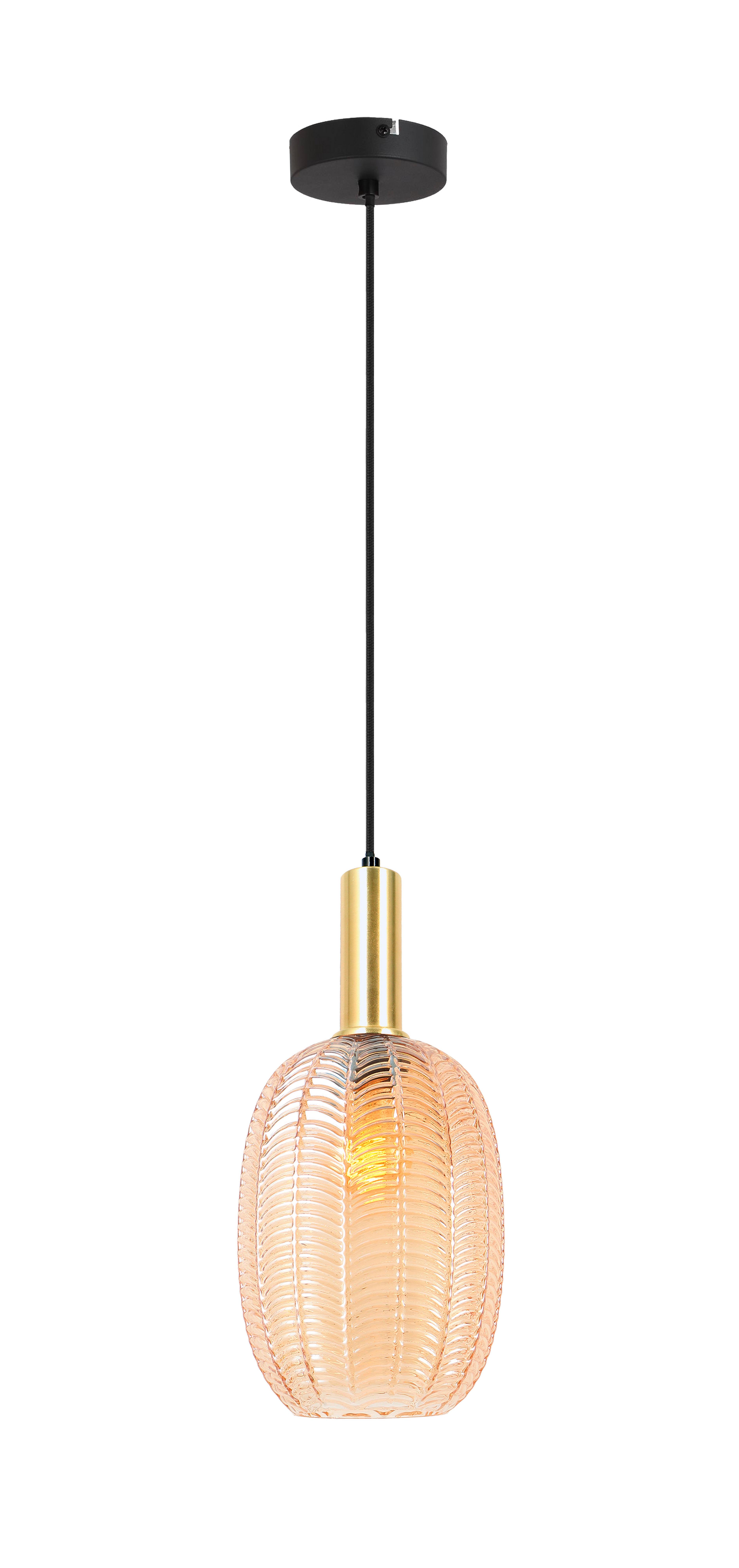 Viseča Svetilka Emo - črna/barve jantarja, Moderno, kovina/steklo (18/120cm) - Mömax