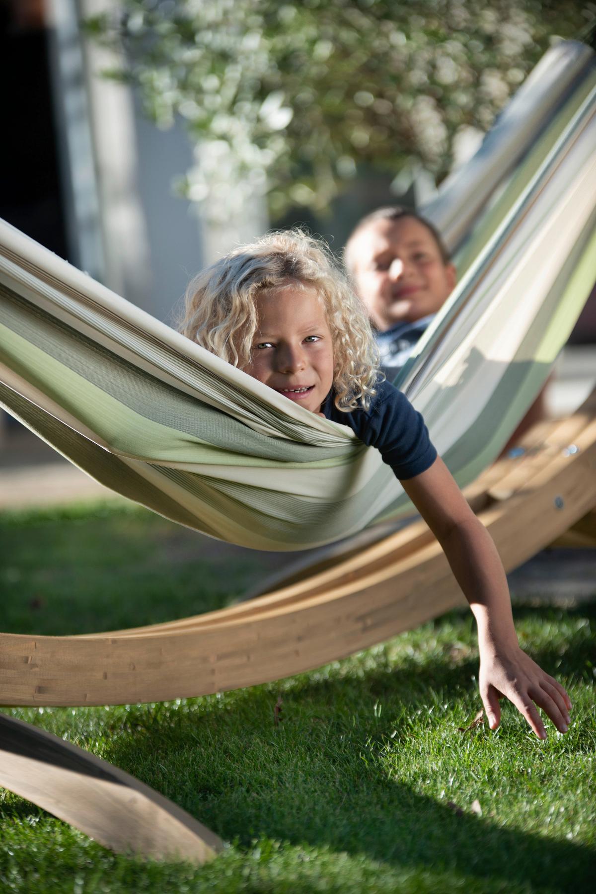 Hängematte Classic Double Hammock Outdoor Weiß/Grün - Weiß/Hellgrün, KONVENTIONELL, Textil (160/350cm) - La Siesta