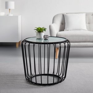 Design Beistelltisch in Beton Optik Grau Rund Ø 60 cm | Couchtisch Metallbeine Schwarz | Moderner Wohnzimmertisch Design Beistelltisch in Beton Optik Grau Rund Ø 60 cm | Couchtisch Metallbeine Schwarz | Moderner Wohnzimmertisch