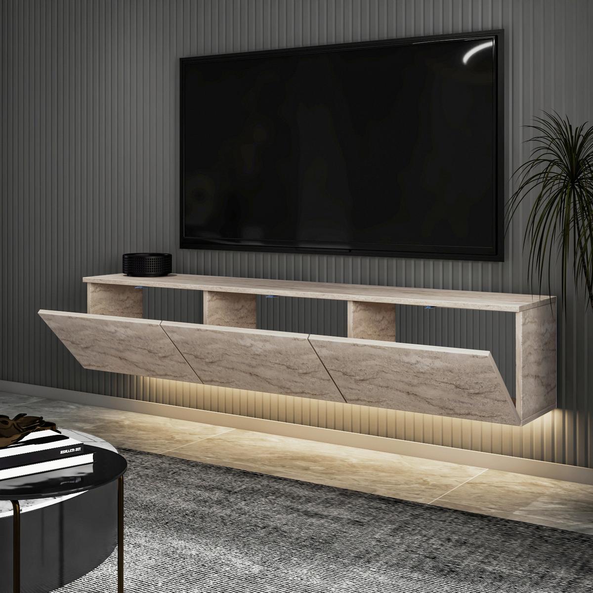 LOWBOARD NEON TV-MÖBEL - Beige, Design, Holzwerkstoff (160/35/32cm) - Livetastic