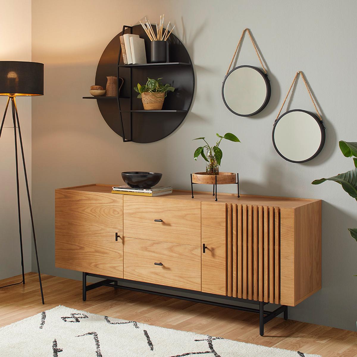 Sideboard in Natur/Schwarz - Schwarz/Naturfarben, Modern, Holz/Holzwerkstoff (160/70/42cm) - Mömax