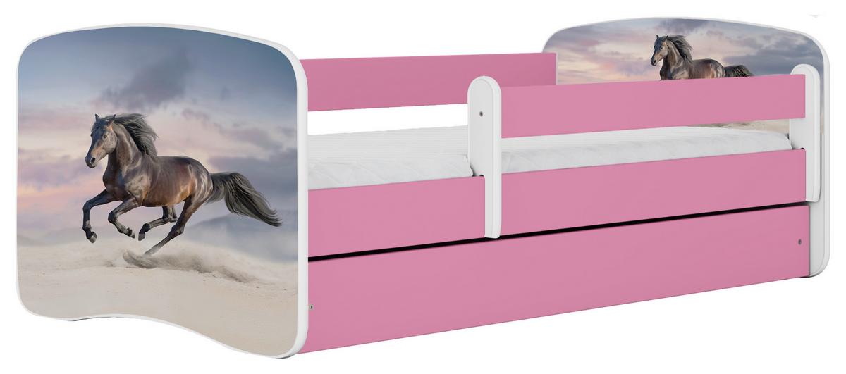 Otroška Postelja Babydreams, Bela, Roza, 80x160cm - pink/bela, Moderno, tekstil/leseni material (80/160cm) - MID.YOU