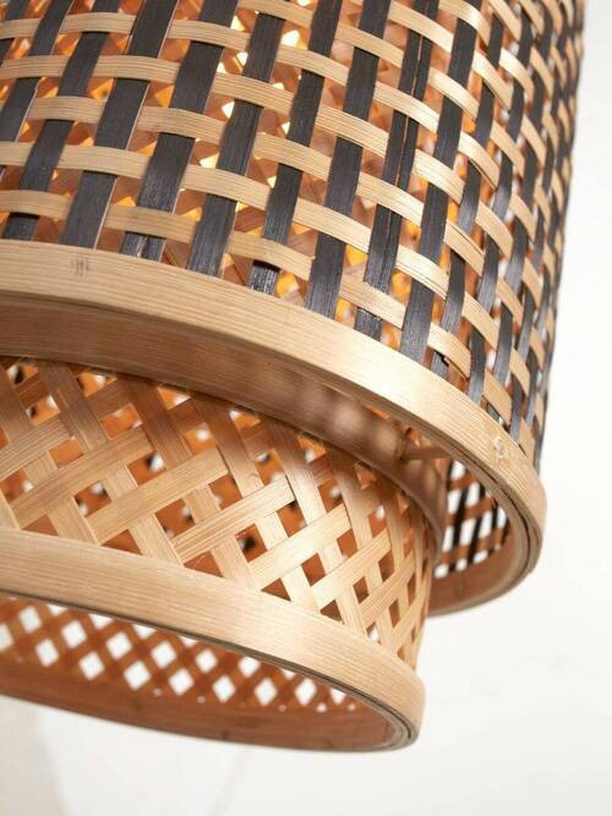 Viseča Svetilka Bhutan, Črna, Bambus - črna/naravne barve, Trend, les (18/25cm) - Good & Mojo