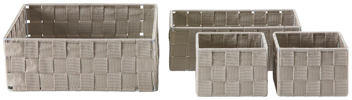 Set Pletenih Košar Kelly - siva, Romantika, kovina/umetna masa - Mömax