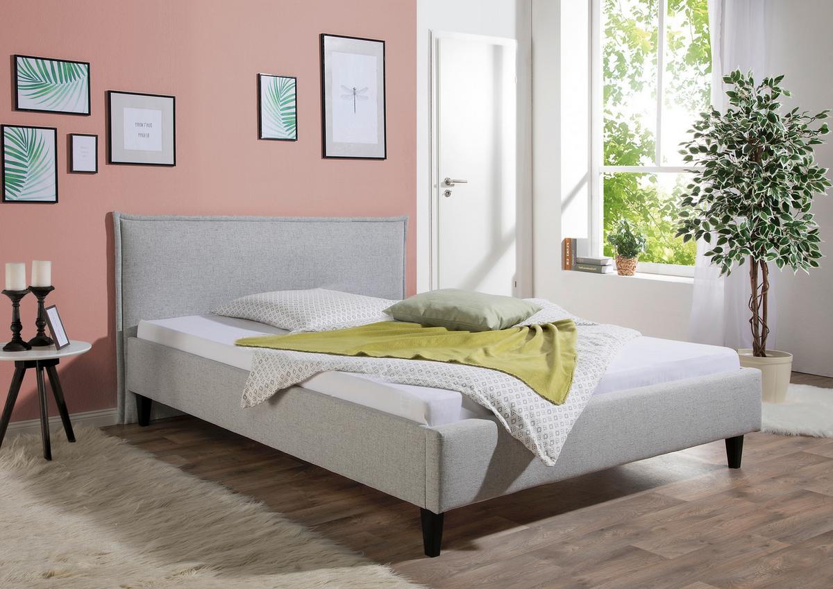 Polsterbett Roswell Hellgrau ca. 140x200 cm - Hellgrau/Schwarz, MODERN, Holz/Textil (140/200cm) - Livetastic