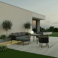 Jedilna Lounge Garnitura Lissa, Temno Siva, 5-Delno - barve hruške/temno siva, Moderno, kovina/umetna masa - Bessagi Garden