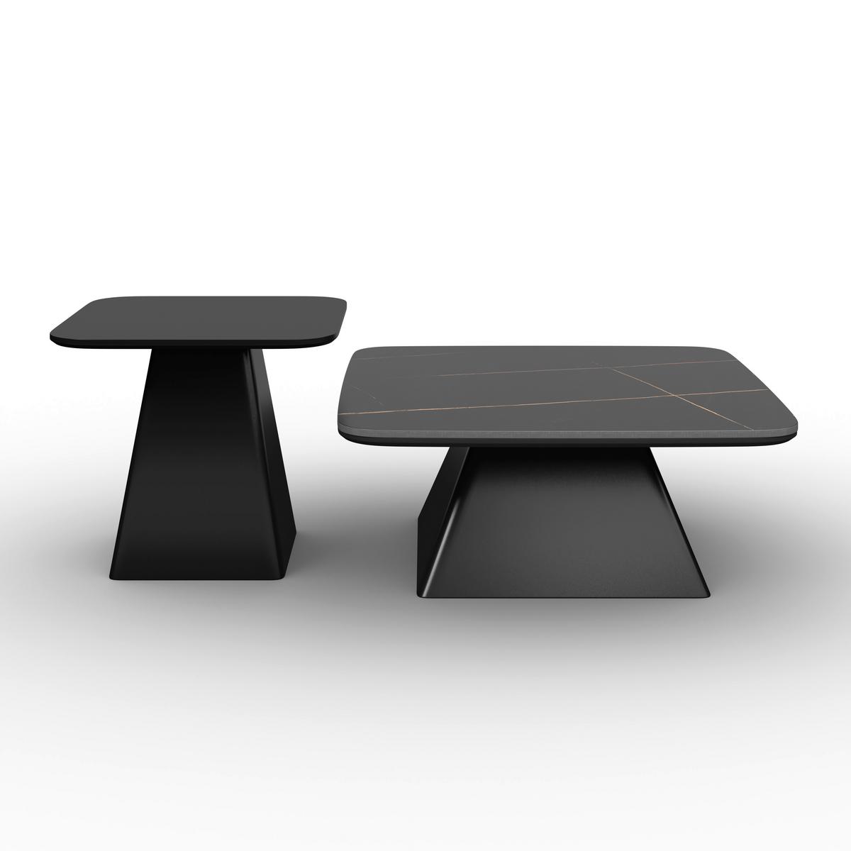 Couchtisch Thiago Schwarz 2-er Set MDF/Stein - Schwarz, MODERN, Holzwerkstoff/Stein - Bessagi Home