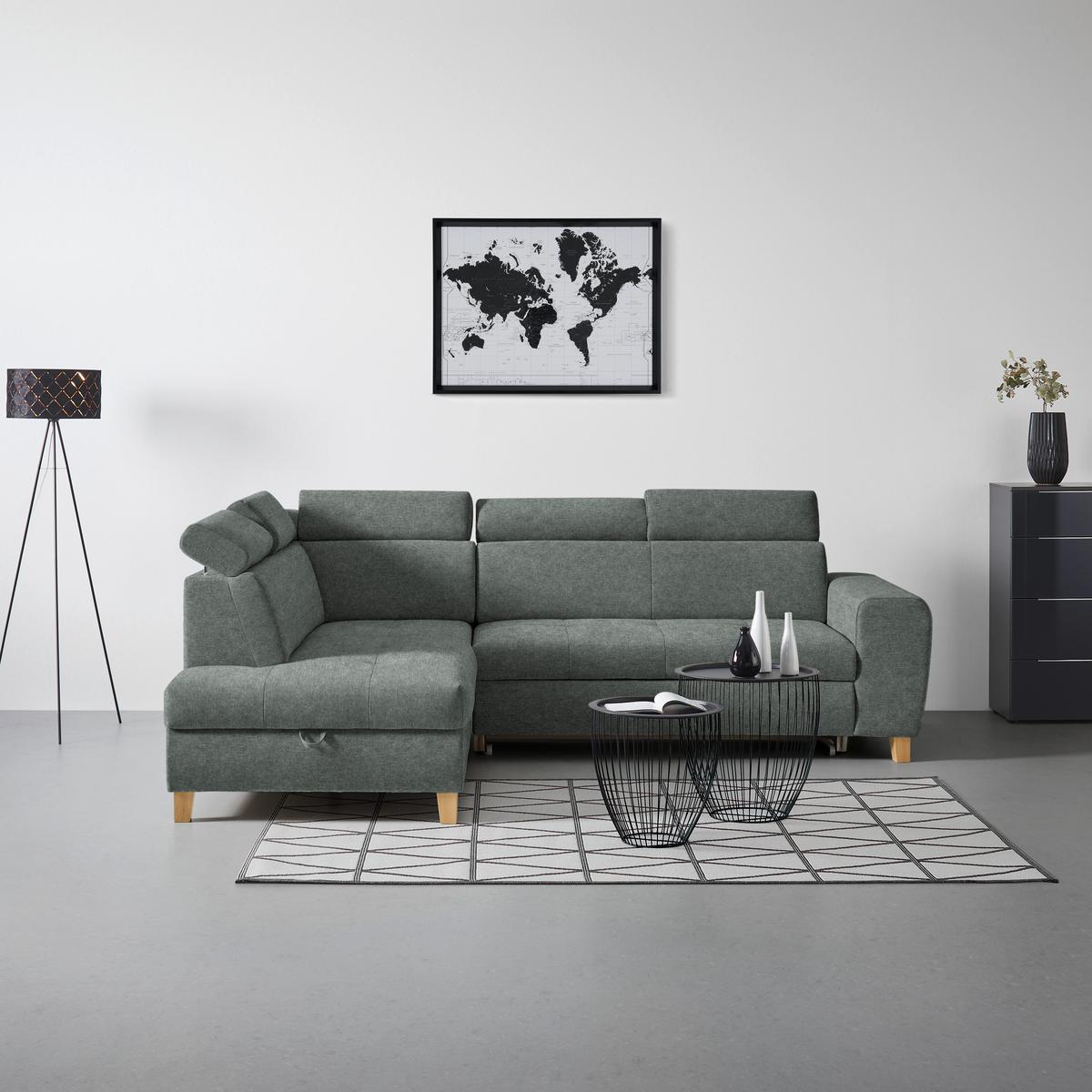 Ecksofa Lugo Graublau - Graublau, MODERN, Holz/Kunststoff (205/98/266cm) - Mömax