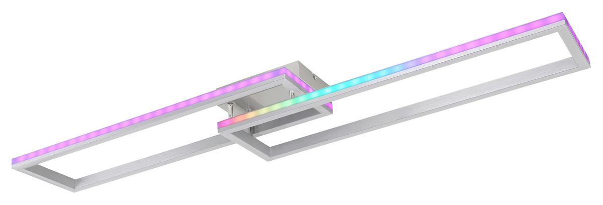 Stropna Led-svetilka Salmos, S Sijalko - srebrne barve/opal, Design, kovina/umetna masa (119,5/25,5/10cm) - Globo