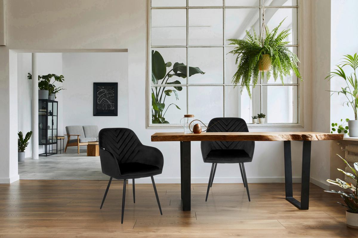 Naslanjač Charvelle, Črna - črna, Moderno, kovina/tekstil (55/86/58cm) - MID.YOU