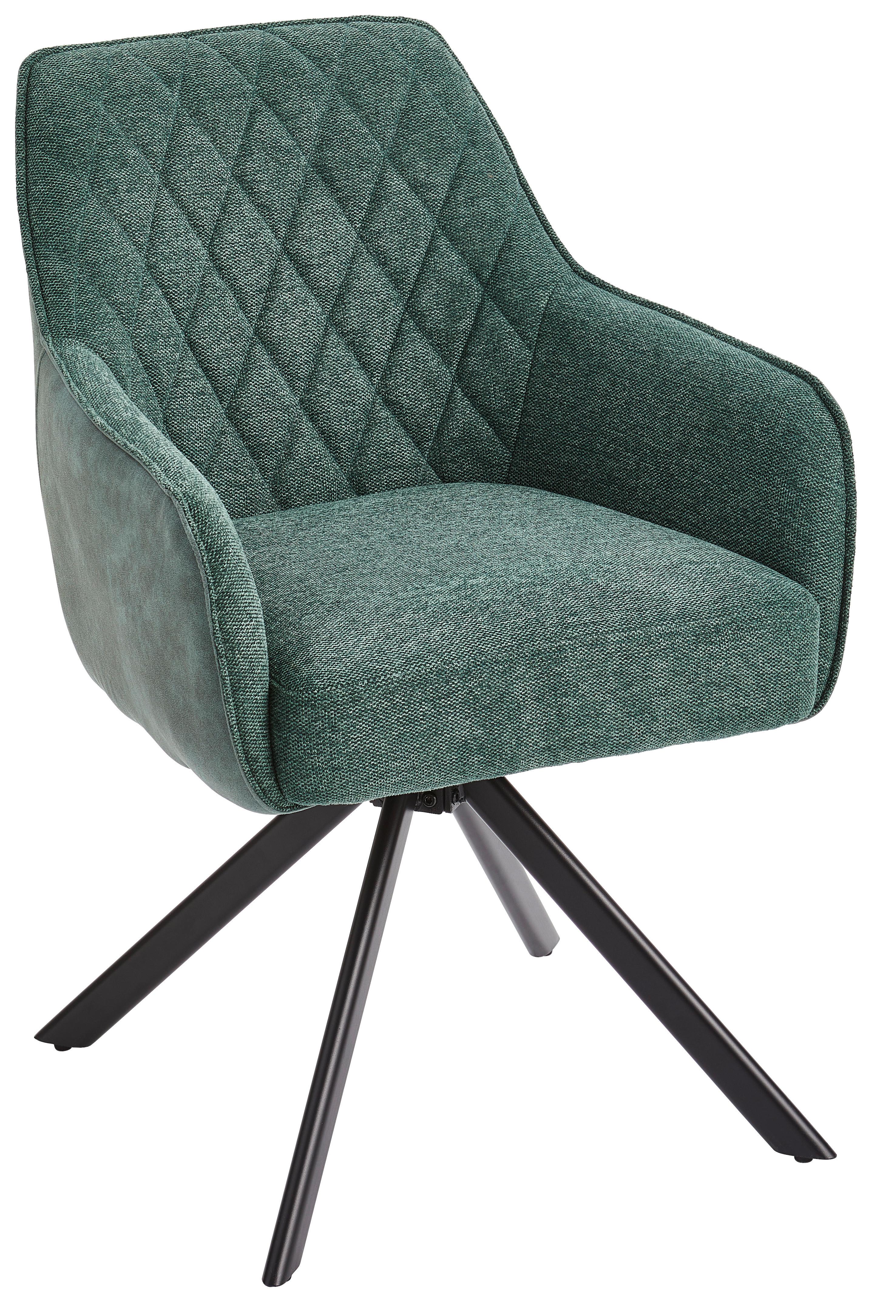 KRZESŁO Z PODŁOKIETNIKAMI JULE - zielony/czarny, Modern, metal/drewno (57/84/63cm) - Livetastic