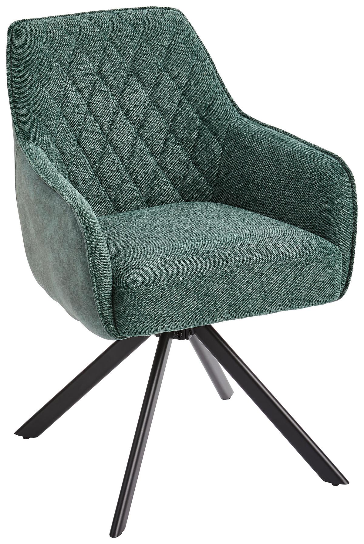 KRZESŁO Z PODŁOKIETNIKAMI JULE - zielony/czarny, Modern, metal/drewno (57/84/63cm) - Livetastic
