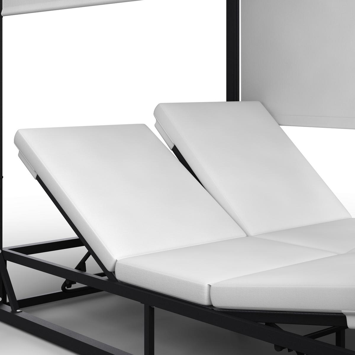 Sonnenliege Aviva Weiß Outdoorstoff/Metall - Creme/Weiß, MODERN, Textil/Metall (148/196/200cm) - Bessagi Garden