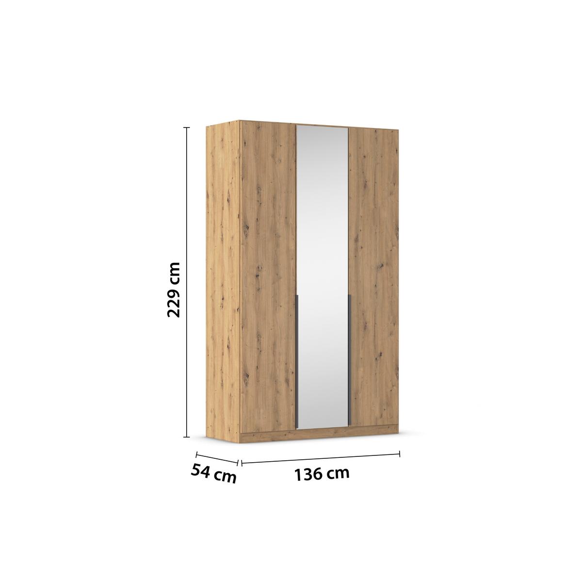 Ormar S Klasičnim Vratima Alabama - siva/srebrne boje, Moderno, drvni materijal/metal (136/229/54cm) - Modern Living