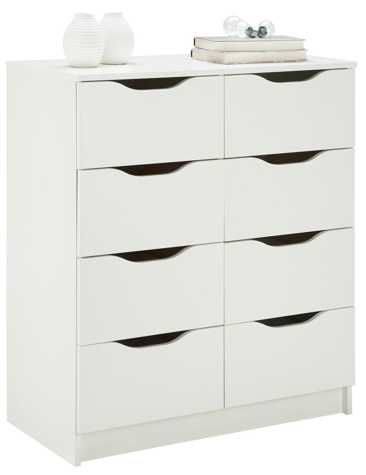 Komoda Westphalen, Bela, 8 Predalov - bela, Trendi, leseni material (80/91/40cm) - MID.YOU