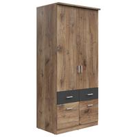 Dulap BRANDO 2 - culoare lemn stejar/grafit, Konventionell, material pe bază de lemn (91/199/58cm)