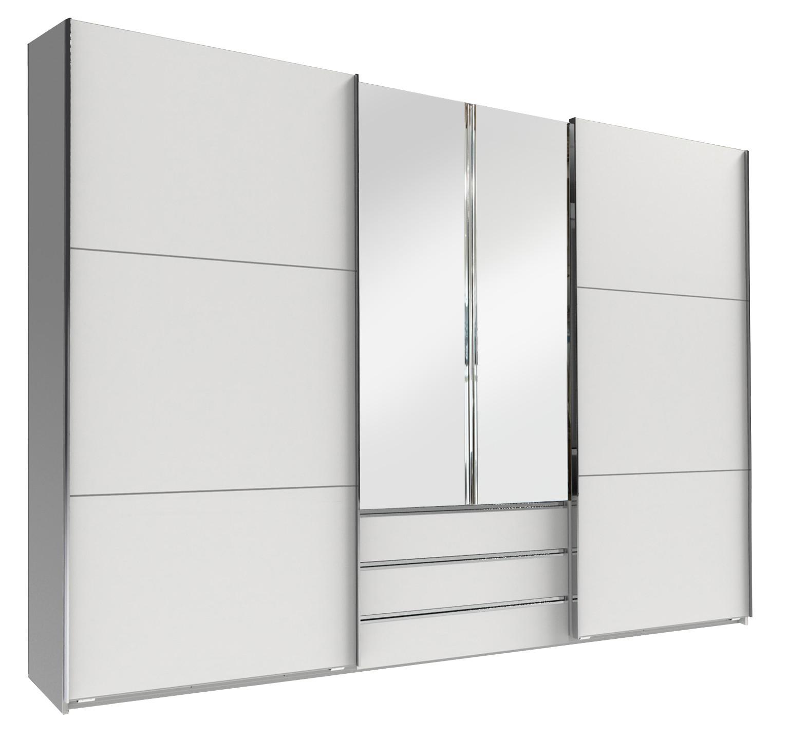 DULAP USI CULISANTE MAGIC - argintiu/alb, Modern, sticlă/material pe bază de lemn (300/216/65cm) - Premium Living