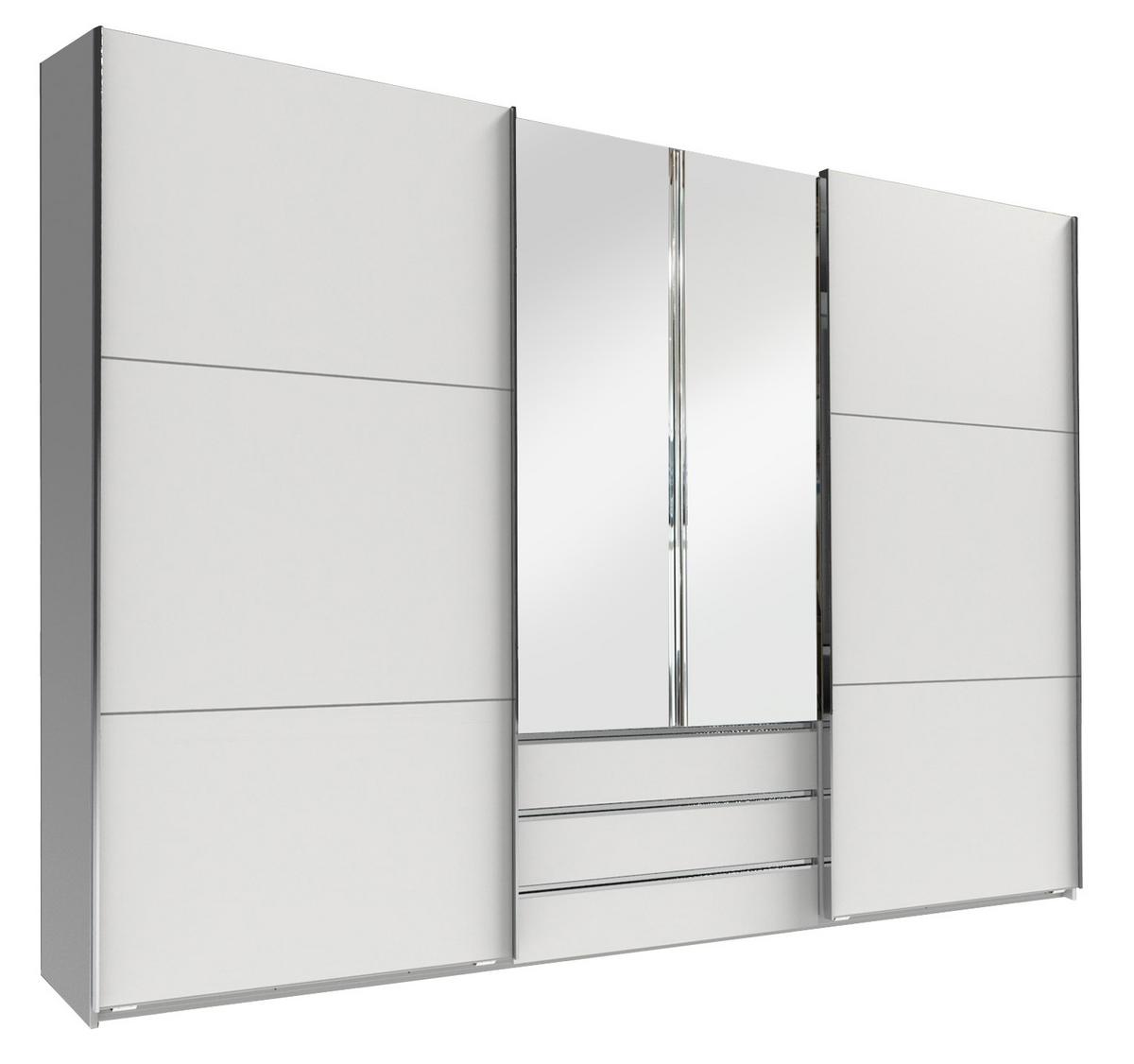 DULAP USI CULISANTE MAGIC - argintiu/alb, Modern, sticlă/material pe bază de lemn (300/216/65cm) - Premium Living