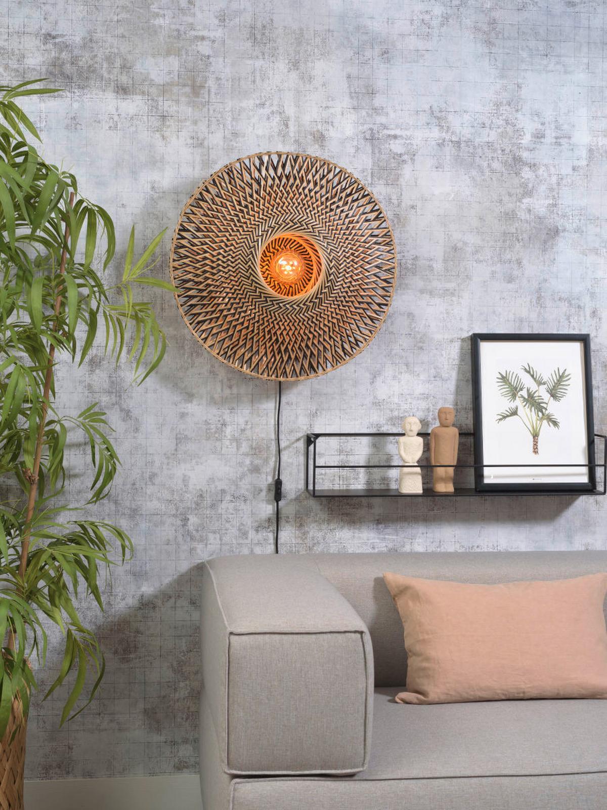 Wandleuchte Bali in Schwarz/Braun max. 40 Watt - Hellbraun/Schwarz, Design, Naturmaterialien/Metall (60/15cm) - Good & Mojo