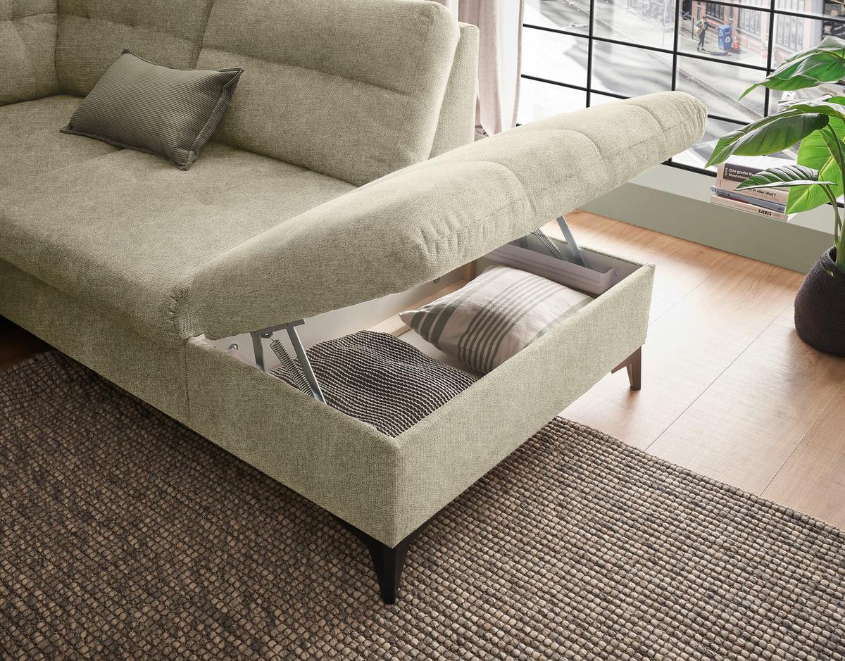 Wohnlandschaft Durban U ca. 170x324x218 cm Beige - Beige/Schwarz, KONVENTIONELL, Kunststoff/Textil (170/324/218cm) - MID.YOU