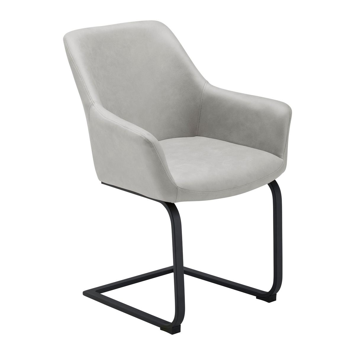 Schwingstuhl Pria Hellgrau Mikrofaser Gepolstert - Hellgrau/Schwarz, MODERN, Holz/Textil (61/85/62cm) - Bessagi Home