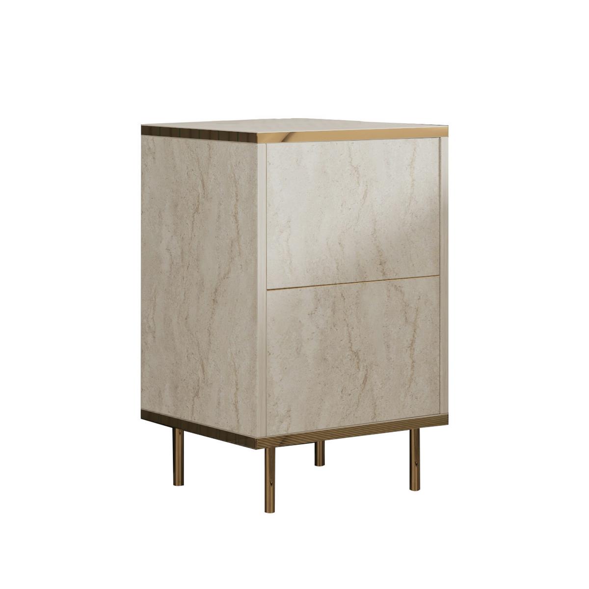 NACHTTISCH IMAJ NACHTTISCH - Beige/Schwarz, Design, Holzwerkstoff/Metall (40/60/35cm) - Livetastic