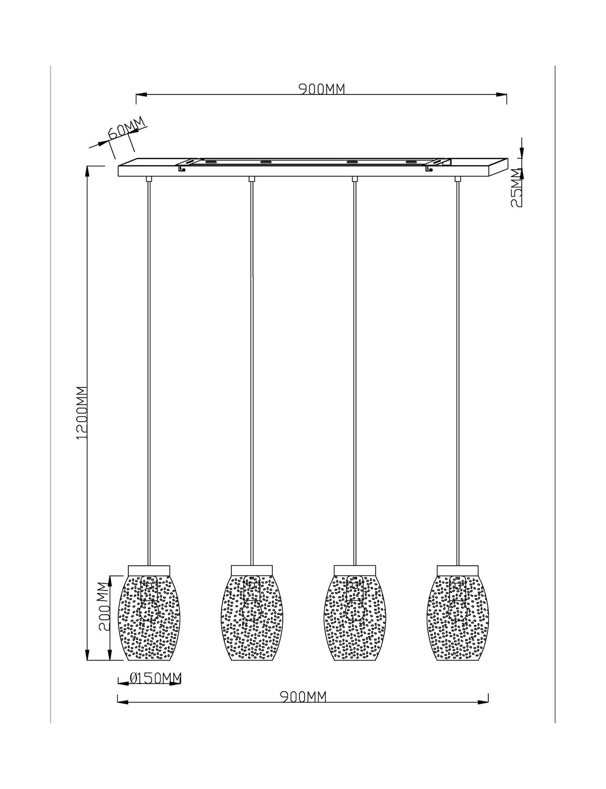LAMPA WISZĄCA PIBER - czarny/kolor złoty, Design, tworzywo sztuczne/metal (90/15/120cm) - Novel