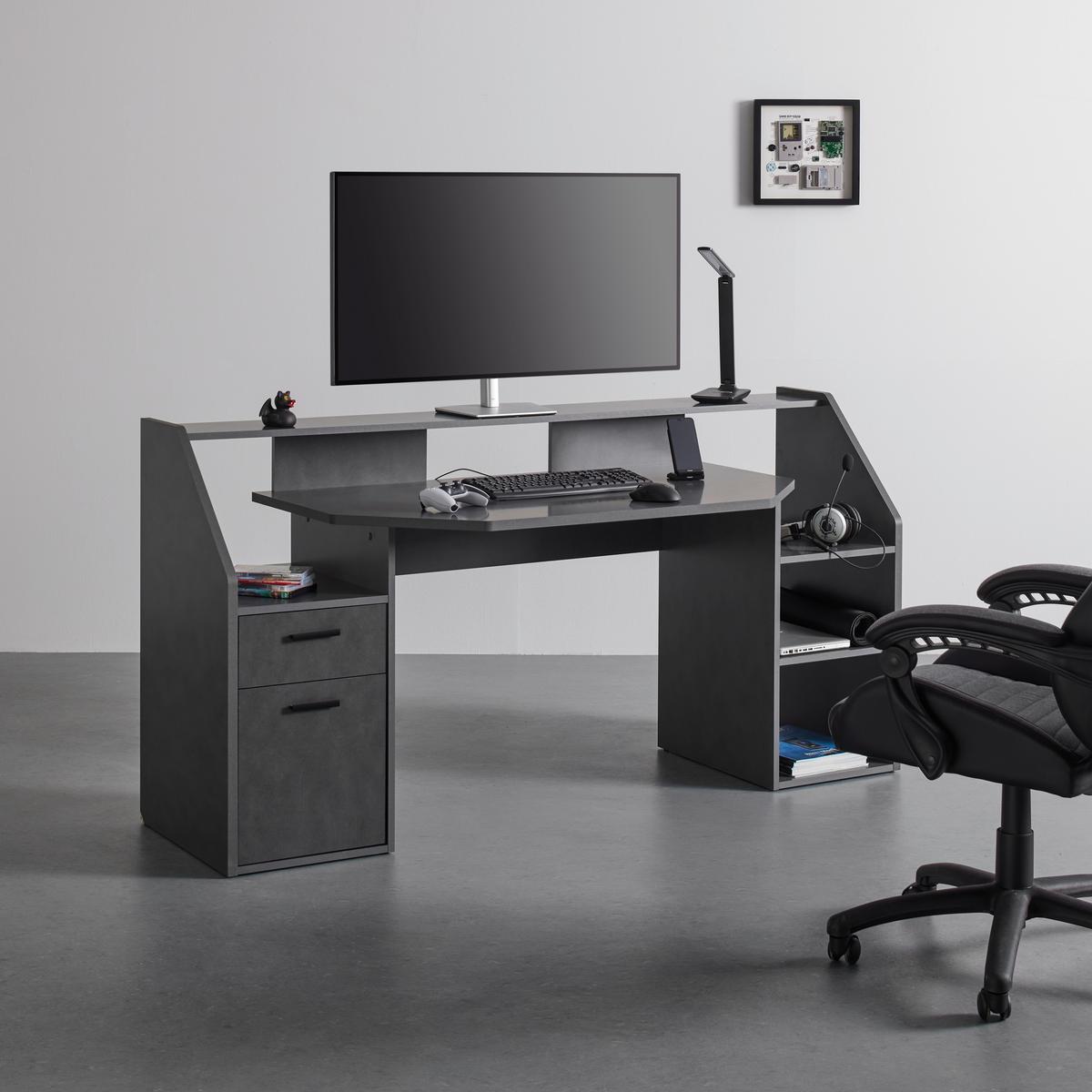 Gaming Tisch Zocker 1 in Materafarben - Modern, Holzwerkstoff/Kunststoff (180/92/68cm) - Mömax
