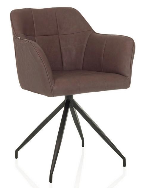 Naslanjač Elverum Spu, Temno Rjava - črna/temno rjava, Moderno, kovina/usnje (61/90/56cm) - MID.YOU