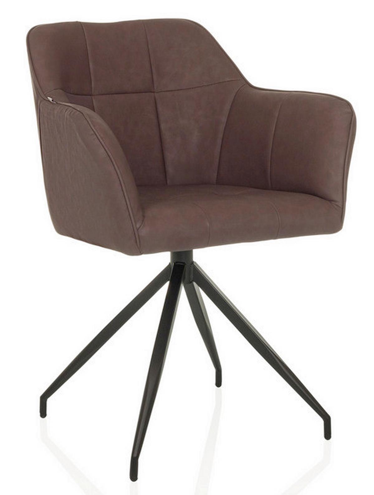 Naslanjač Elverum Spu, Temno Rjava - črna/temno rjava, Moderno, kovina/usnje (61/90/56cm) - MID.YOU