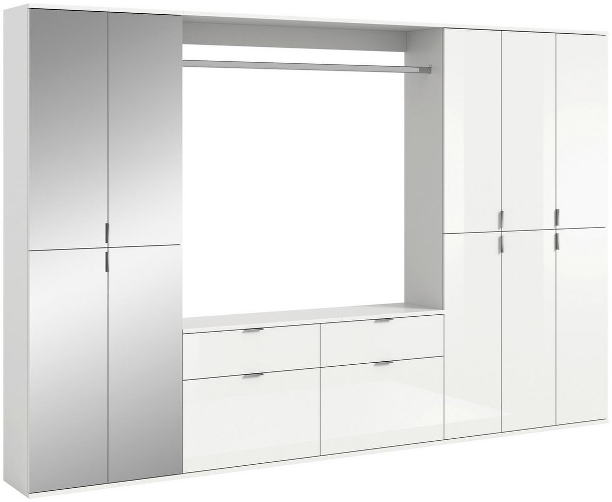 Ansamblu de hol PROJEKT X - alb lucios intens, Modern, sticlă/material pe bază de lemn (273/193/34cm) - Modern Living