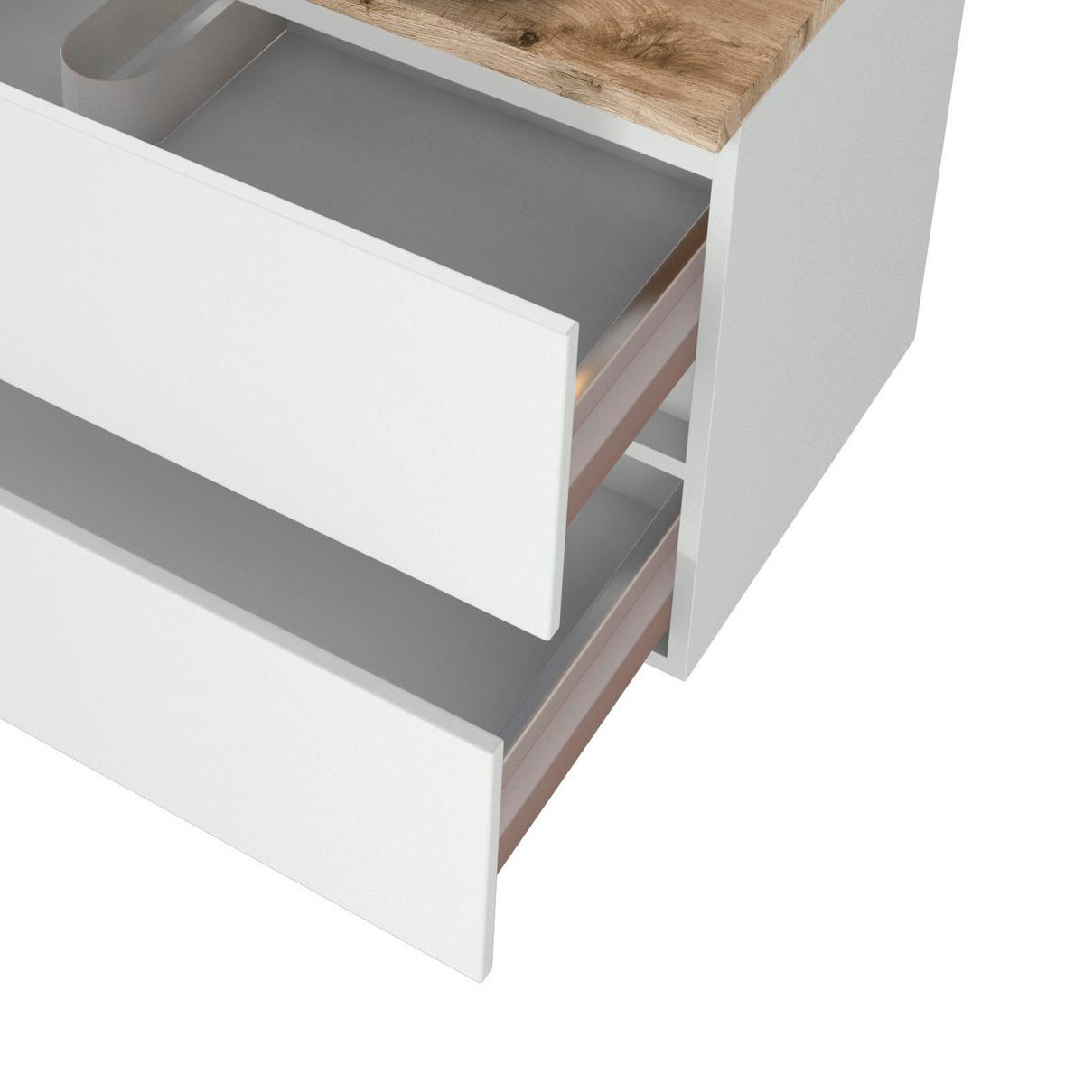 Waschtischkombi in Weiss 'Pienza' - Eichefarben/Weiß, Basics, Keramik/Holzwerkstoff (100cm) - Held