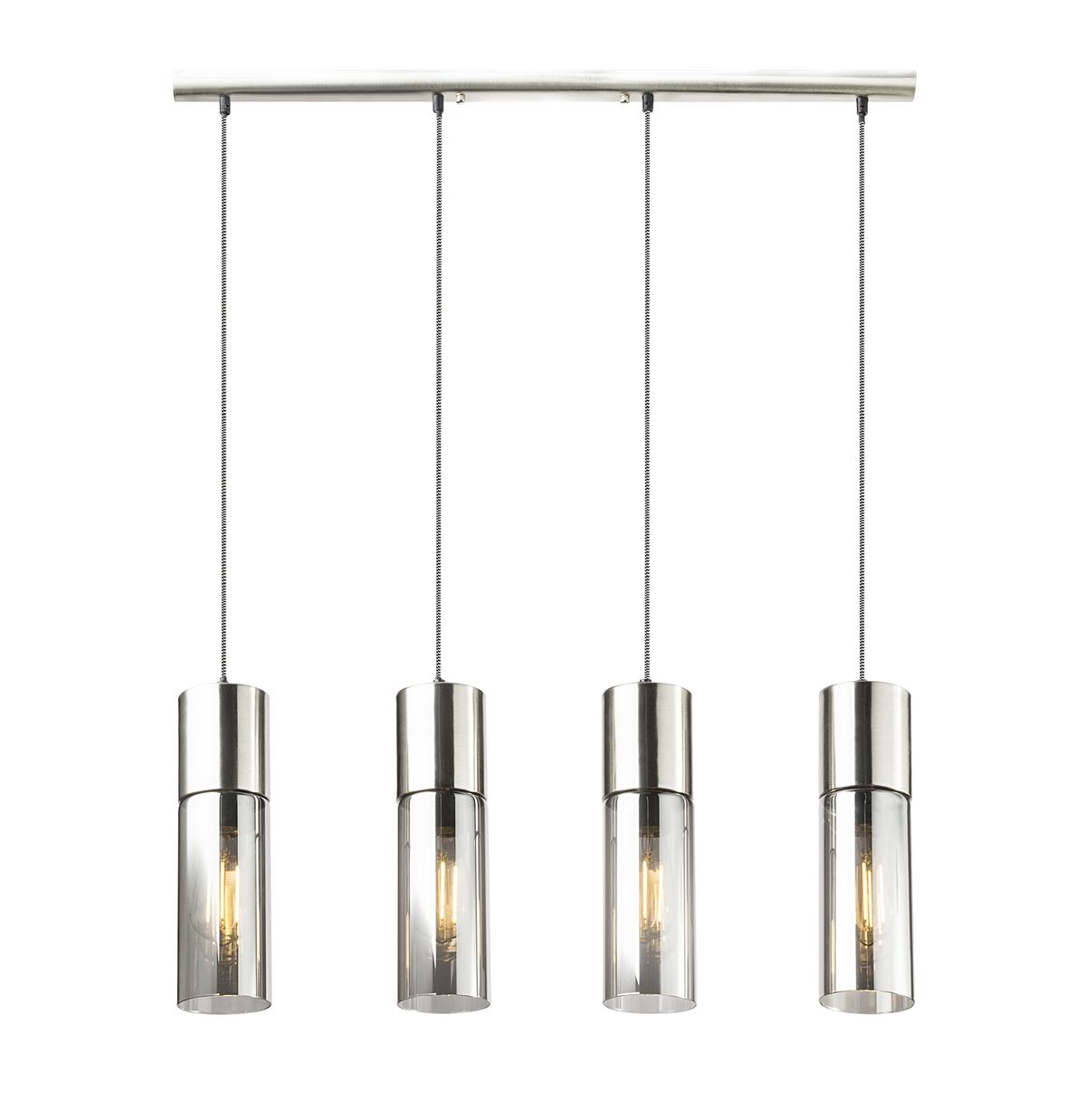 Hängeleuchte 21000-4HN in Nickelfarben max. 25 Watt - Nickelfarben, KONVENTIONELL, Glas/Metall (80/9/156cm) - Globo