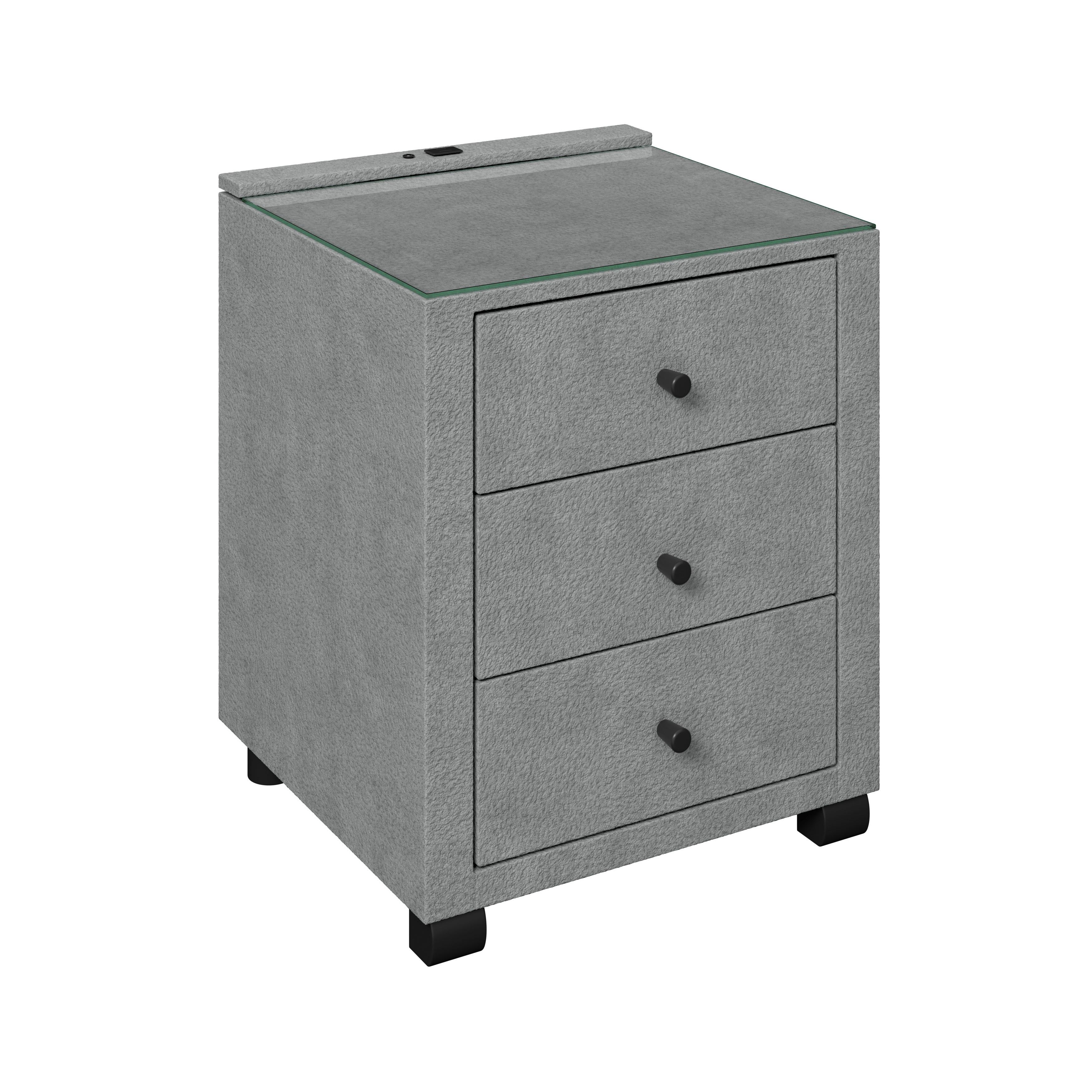 Noćni Ormarić Elysia - tamno siva, Trend, staklo/drvni materijal (48/68/45,5cm) - Premium Living