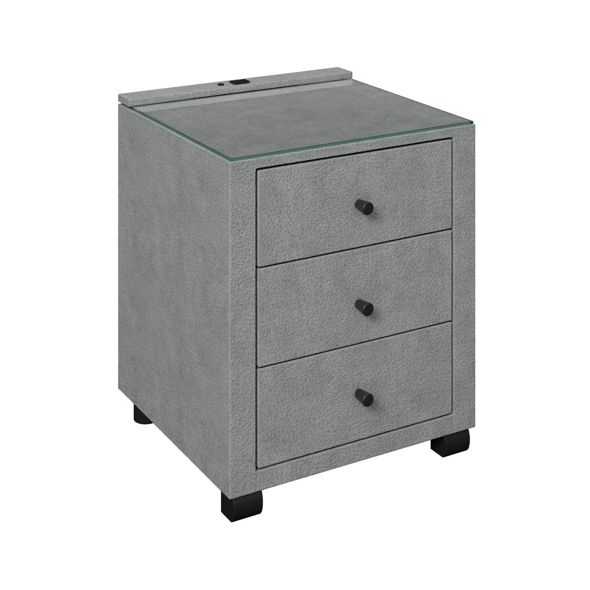 Noćni Ormarić Elysia - tamno siva, Trend, staklo/drvni materijal (48/68/45,5cm) - Premium Living