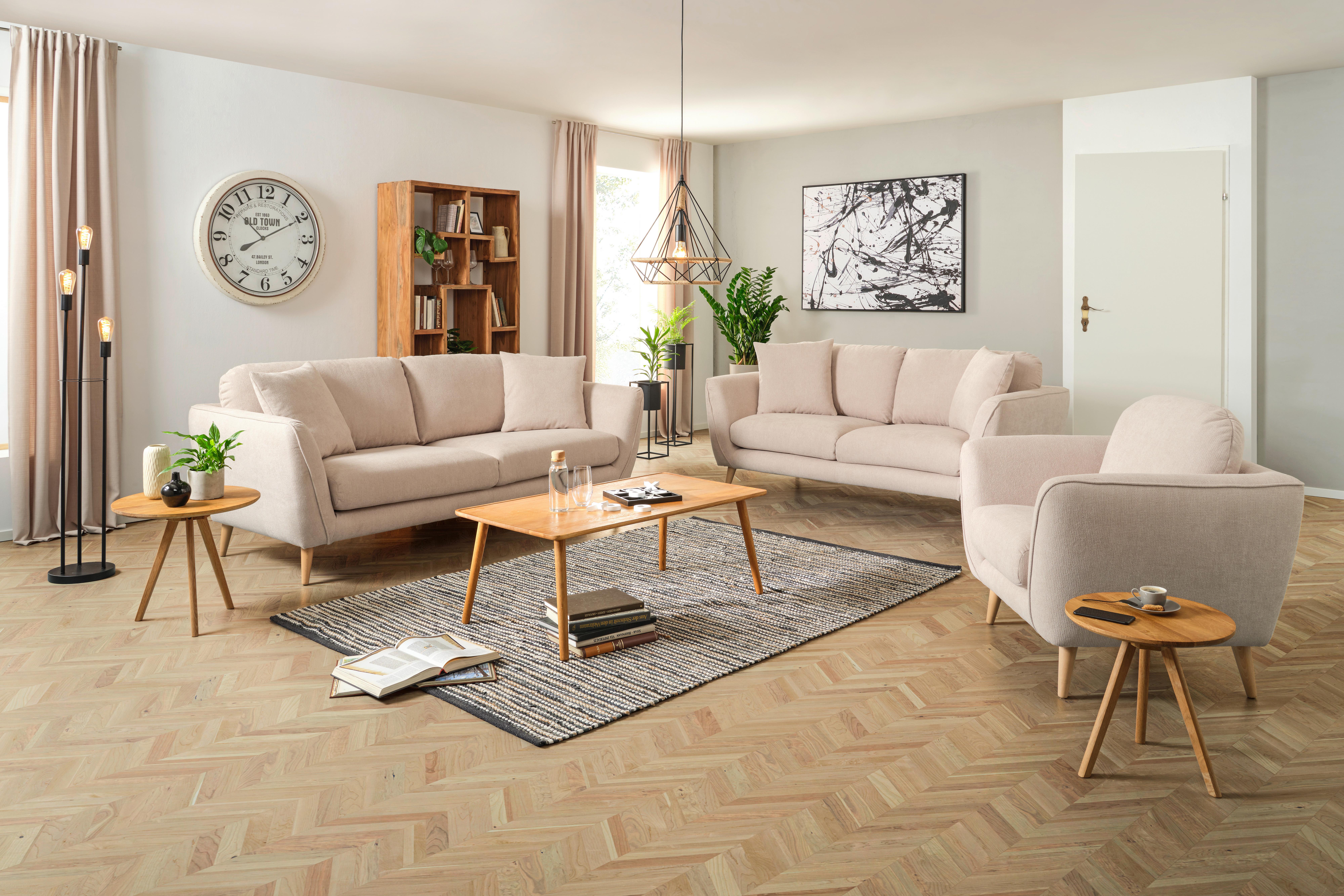 3-Sitzer-Sofa Nicolo in Beige - Beige/Naturfarben, ROMANTIK / LANDHAUS, Textil (215/70/47/97cm) - Zandiara