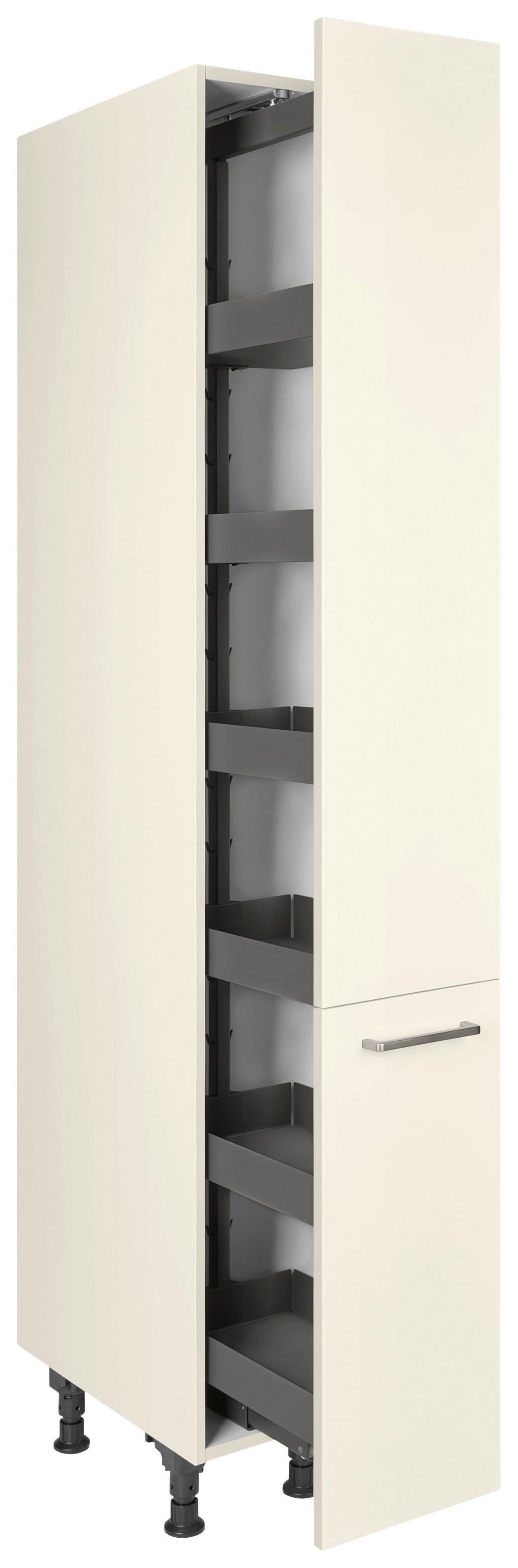 Apothekerschrank Touch Magnolie - Edelstahlfarben/Magnolie, MODERN, Holzwerkstoff/Metall (30/216,6/58cm) - Nobilia