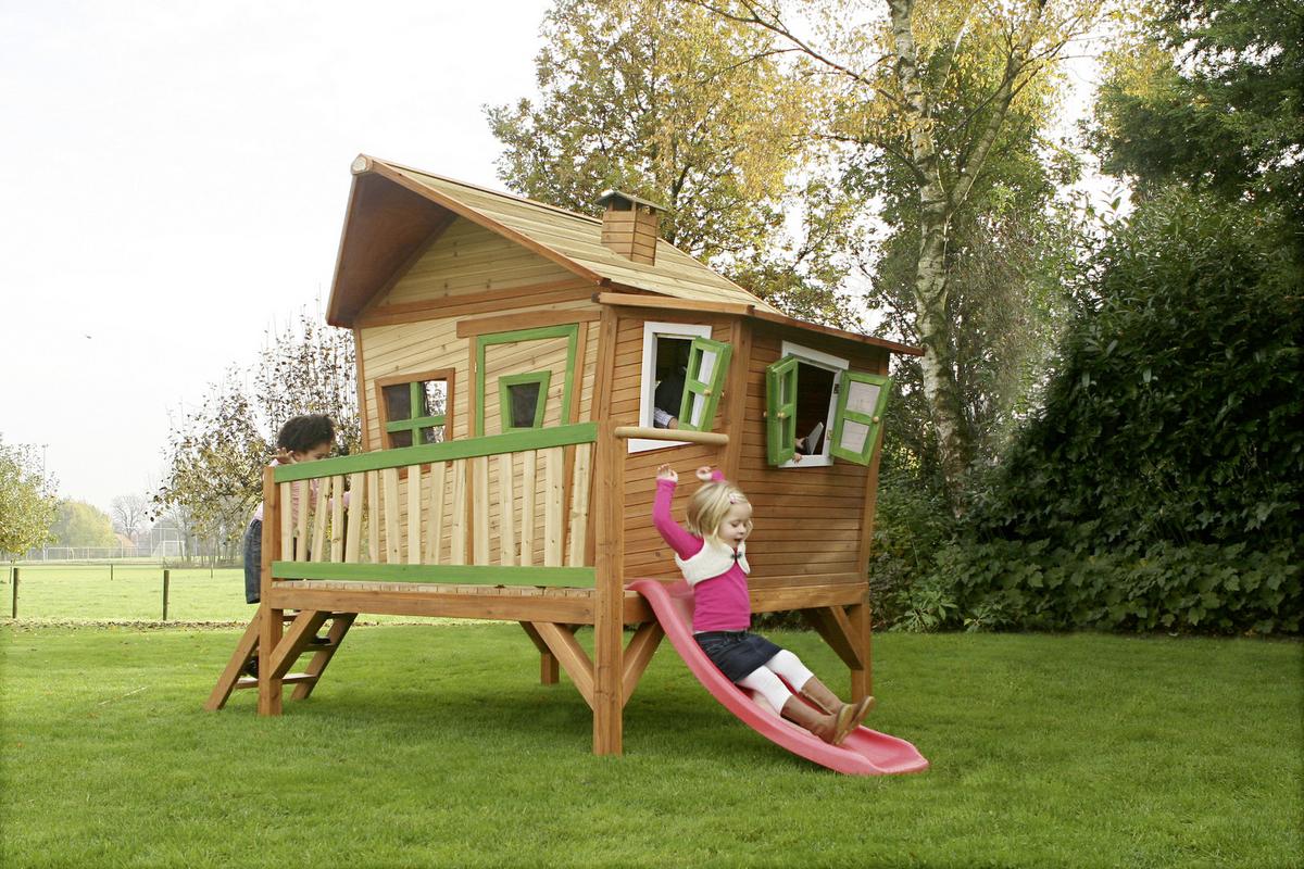 Spielhaus Emma aus Zedernholz Massiv - Rot/Braun, Basics, Holz (345/229/180cm)