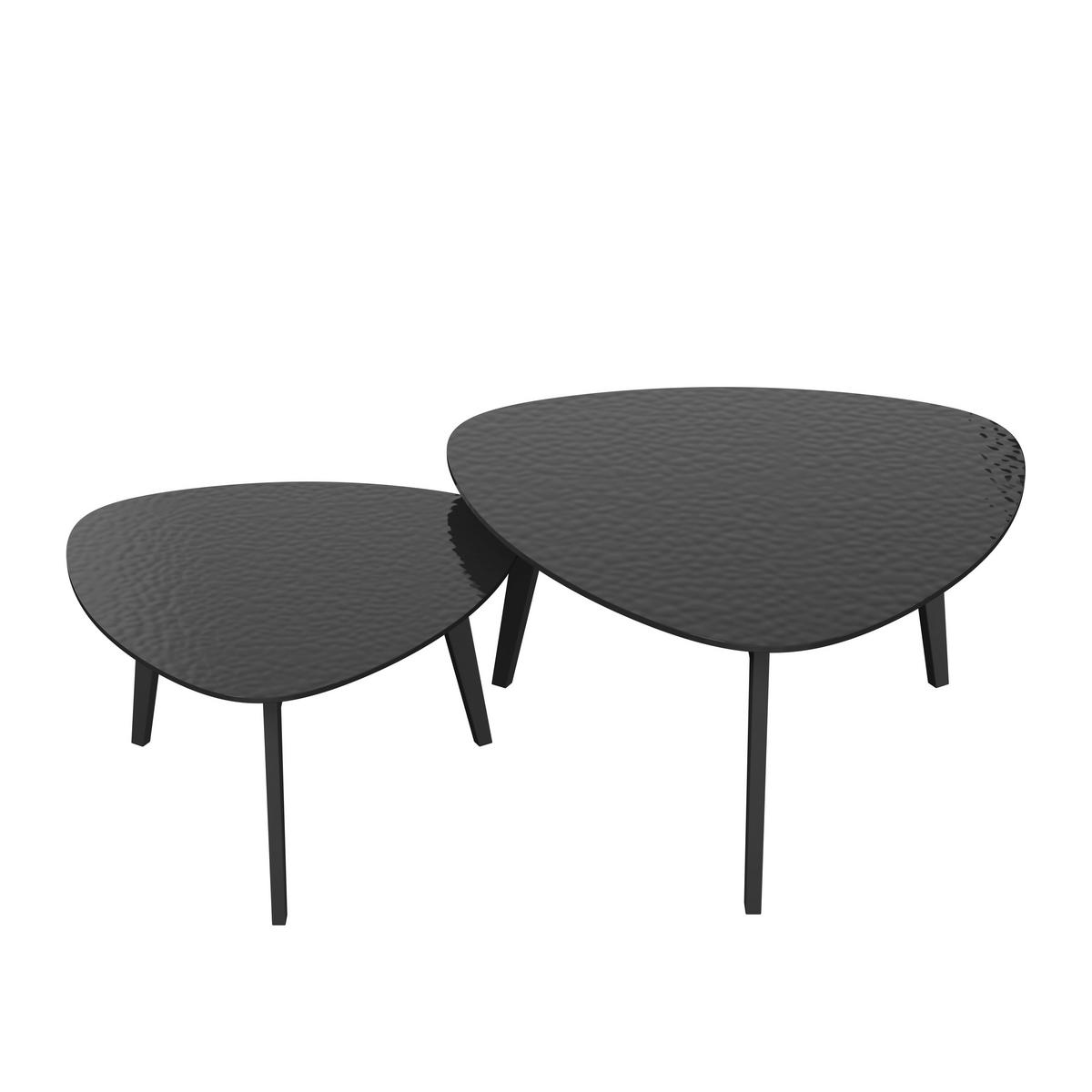 Couchtisch-Set Kelaya Schwarz Glas/Metall - Schwarz, MODERN, Glas/Metall (80/60/42/36/80/60cm) - Bessagi Home