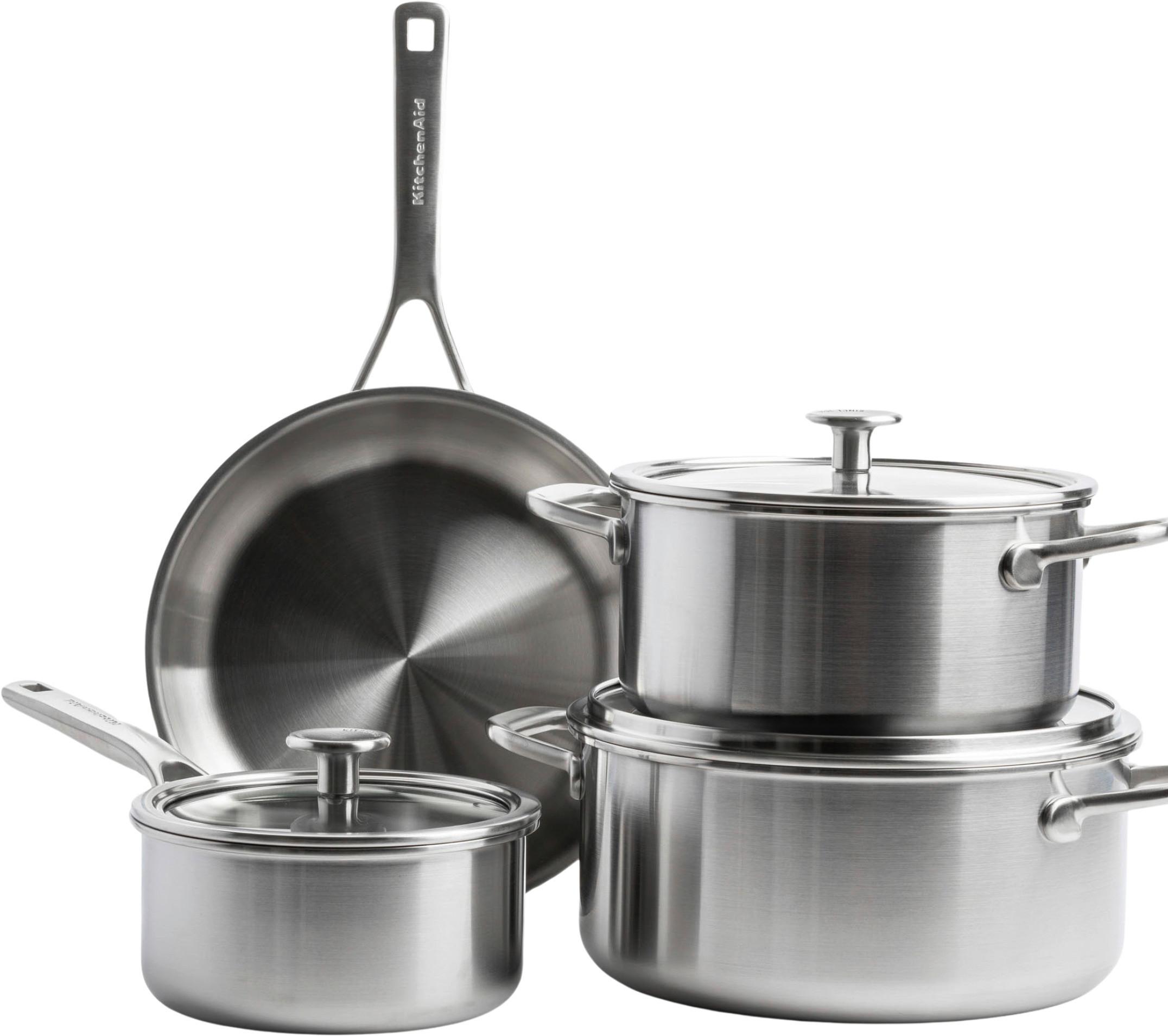ZESTAW GARNKÓW 3-PLY STAINLESS STEEL - kolor stalowy, Basics, metal/szkło - KitchenAid