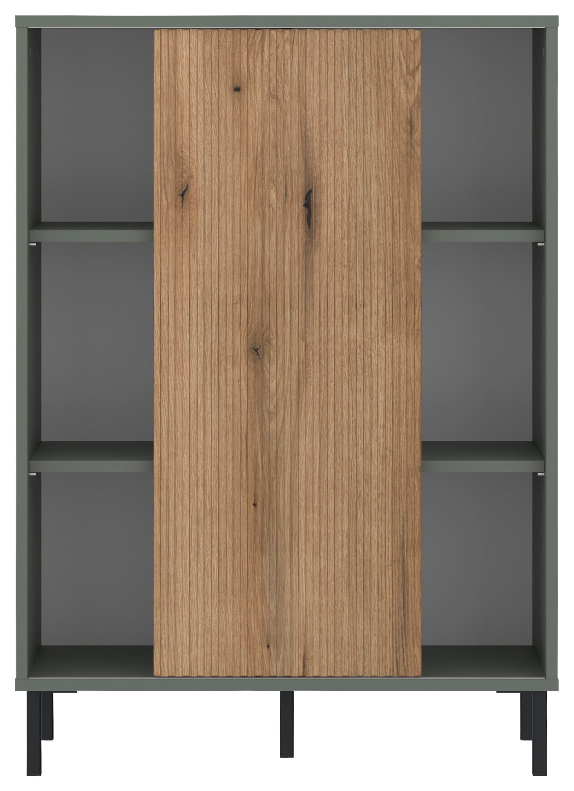 Comodă POZZI - culoare lemn stejar/verde gri, Trend, material pe bază de lemn (75/105,2/40cm) - Modern Living