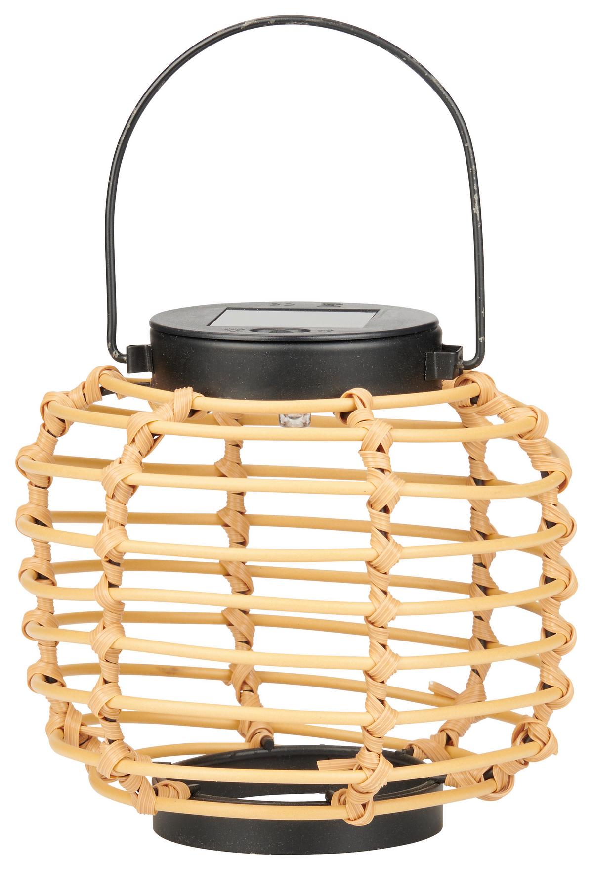 Solarleuchte Zale max. 0,06 Watt - Schwarz/Naturfarben, Modern, Kunststoff/Metall (15,5/15-21,5cm) - Modern Living