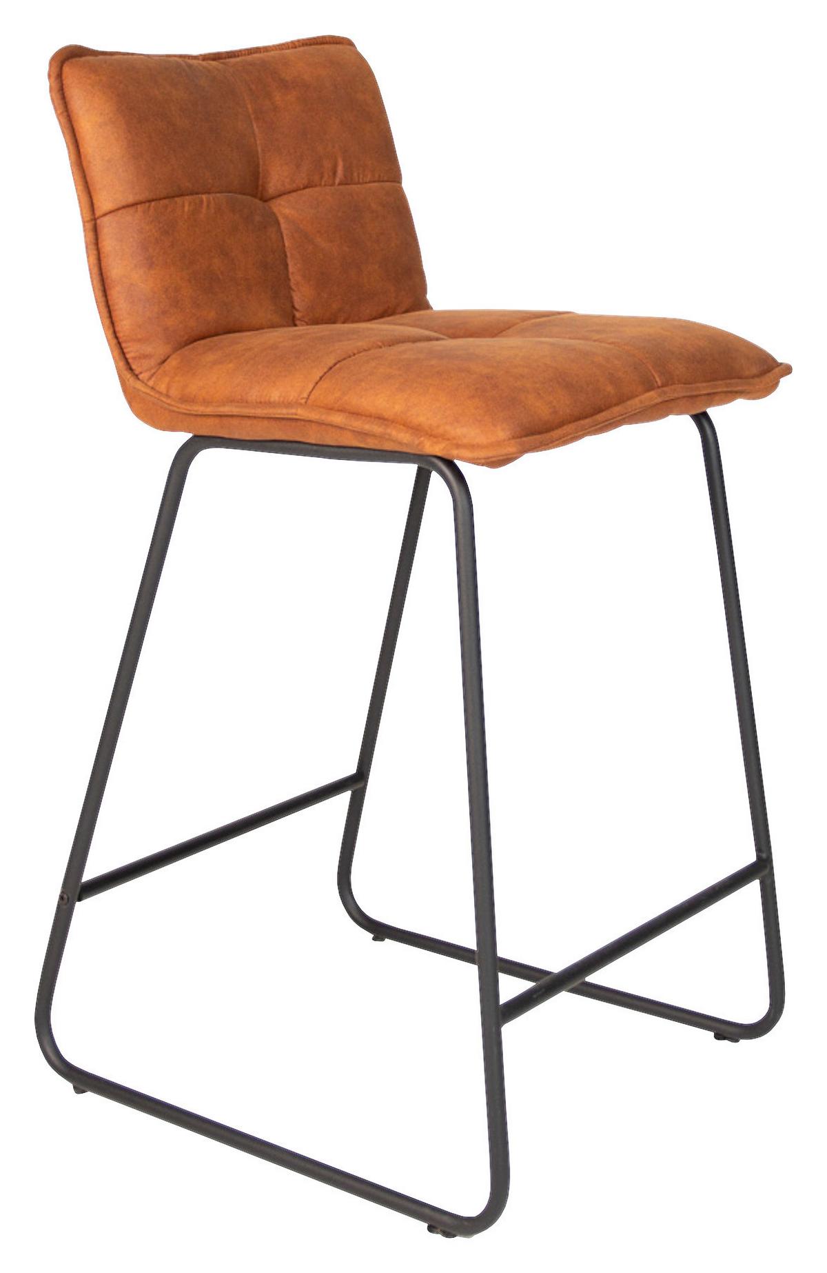 Barhocker-Set Jeremy 2er-Set ca. 44x87 cm Cognac - Cognac/Schwarz, KONVENTIONELL, Textil/Metall (44/87/50cm) - MID.YOU