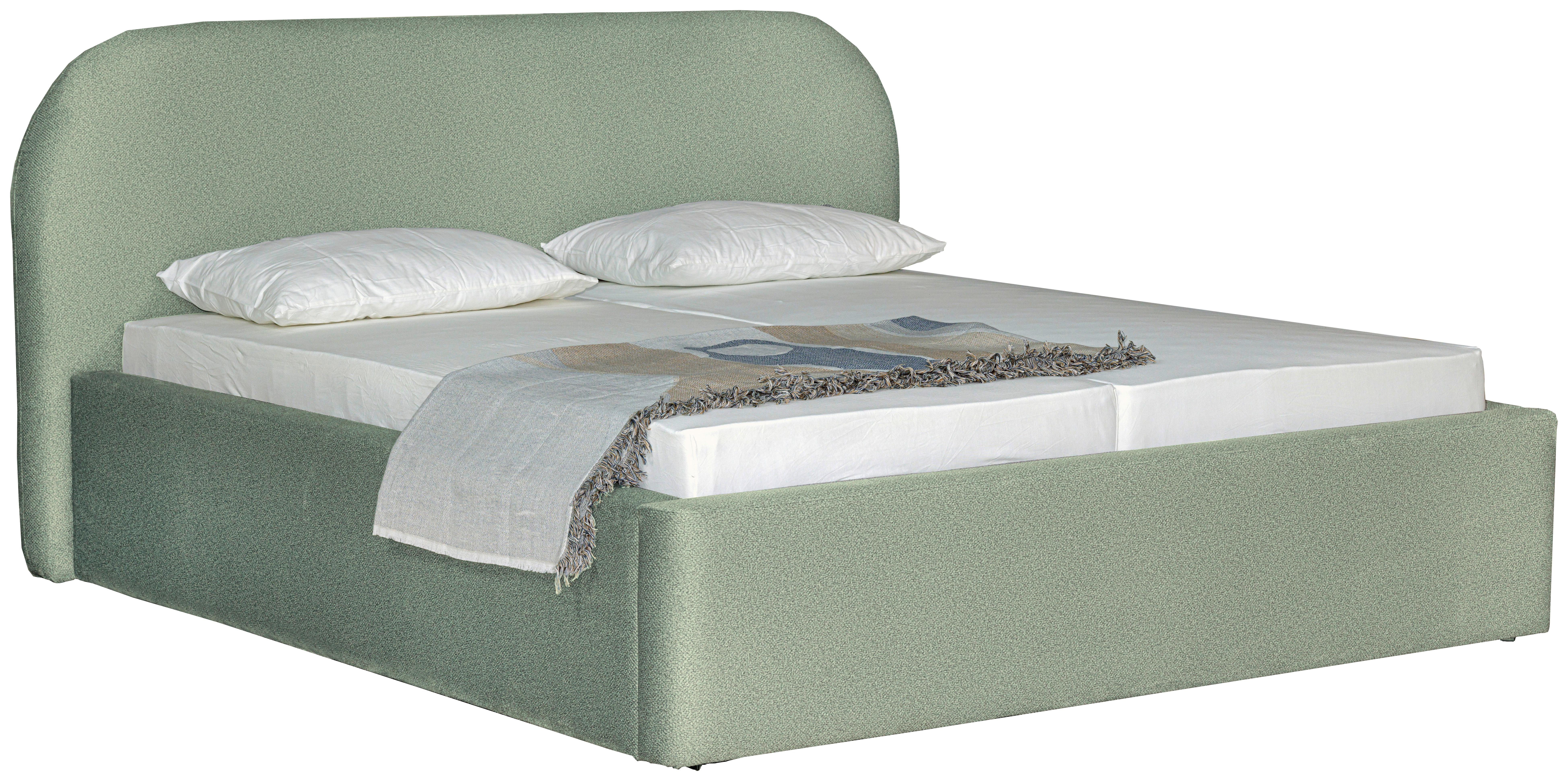 Oblazinjena Postelja - črna/svetlo zelena, Design, tekstil/les (160/200cm) - Mömax